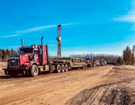 A picture of a winch tractor in RB Oilfield Hauling's yard in Grande Prairie.