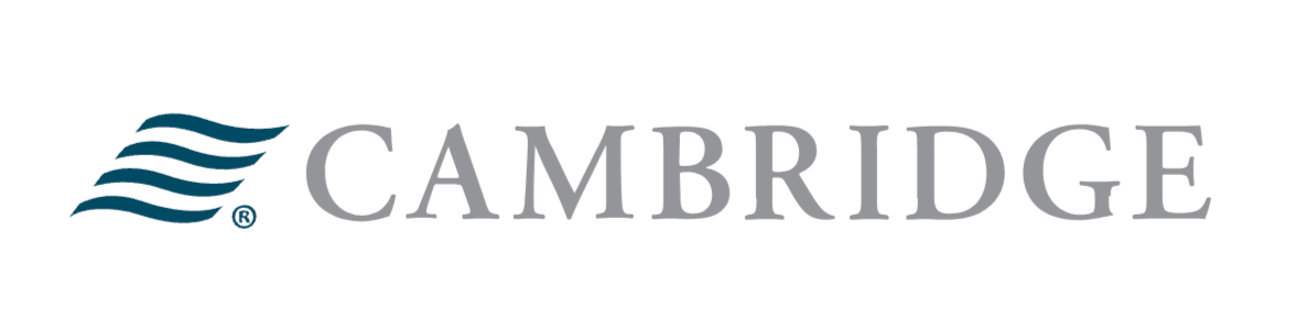 A logo for cambridge is shown on a white background