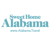 The logo for sweet home alabama is blue and white.