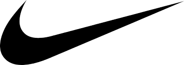 A black nike swoosh logo on a white background.