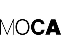 A black and white logo for the moca museum of art.
