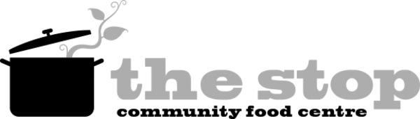 A black and white logo for the stop community food centre