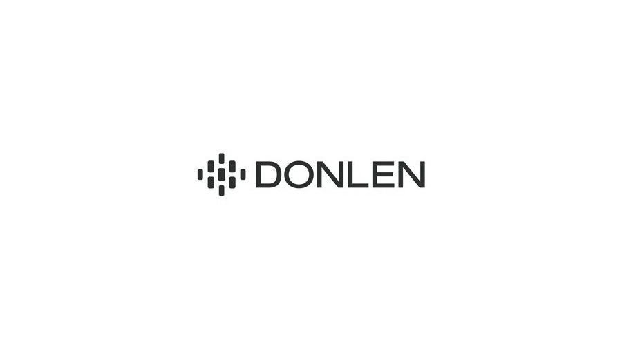 A black and white logo for donlen on a white background.