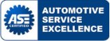 A blue and white sign that says automotive service excellence