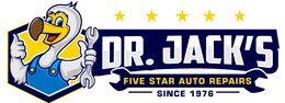 The logo for dr. jack 's five star auto repairs since 1978