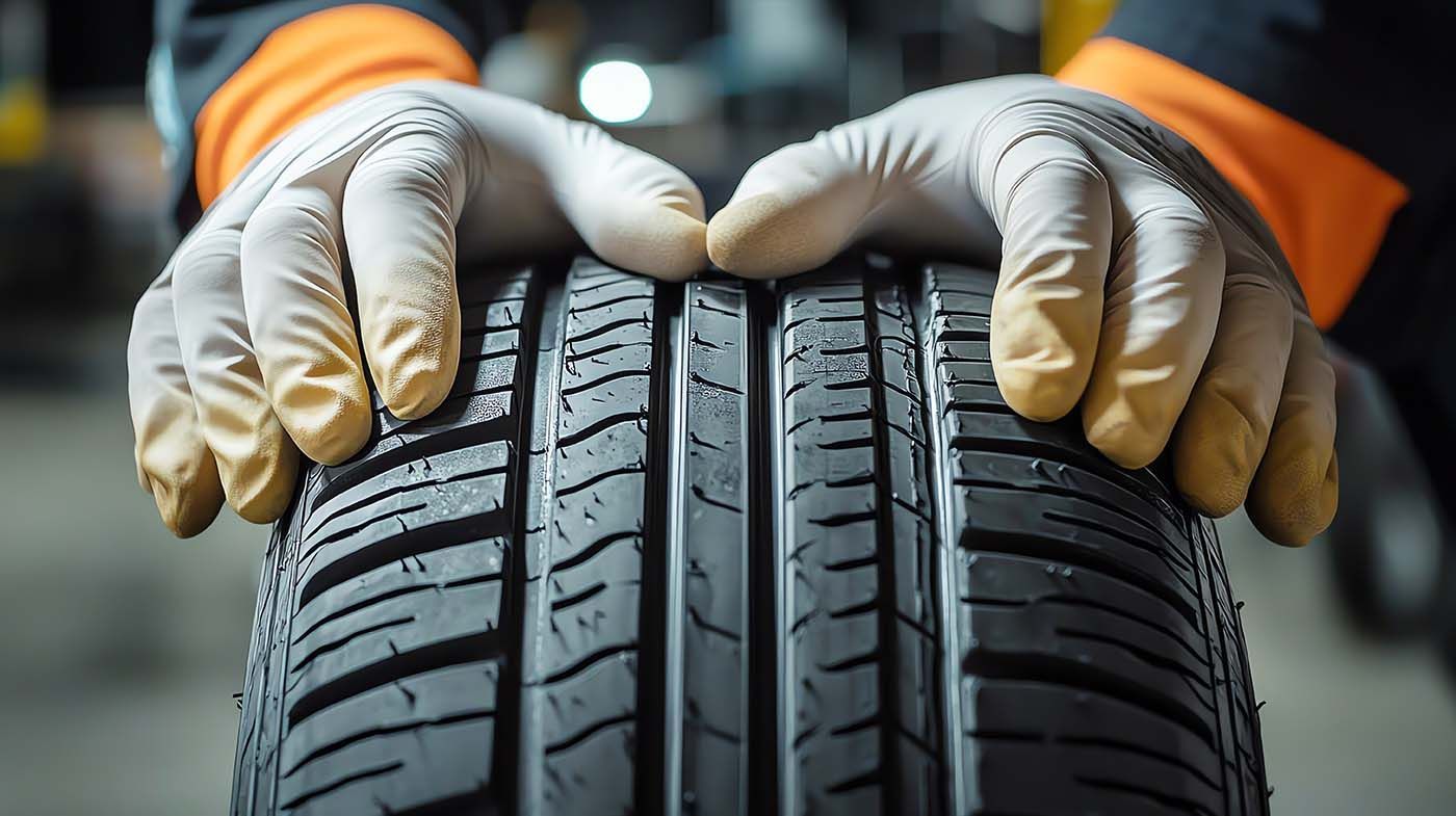 Mechanic at Dr. Jack’s Auto Repair rotating tires on a car in Merrick, NY