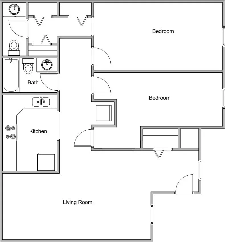 2 Bedroom 2 Bathroom floor plan 1