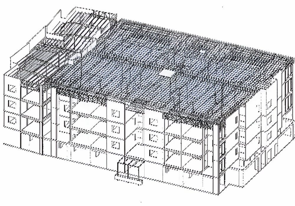 A Black And White Drawing Of A Building With A Roof — Jakes Steel & Welding in East Arm, NT