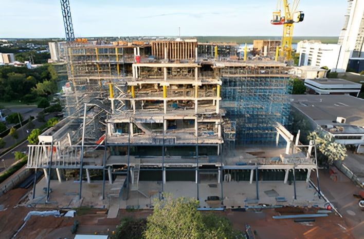 An Aerial View Of A Large Building Under Construction In A City — Jakes Steel & Welding in East Arm, NT