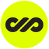 Black infinity-shaped design within a neon-yellow circle.