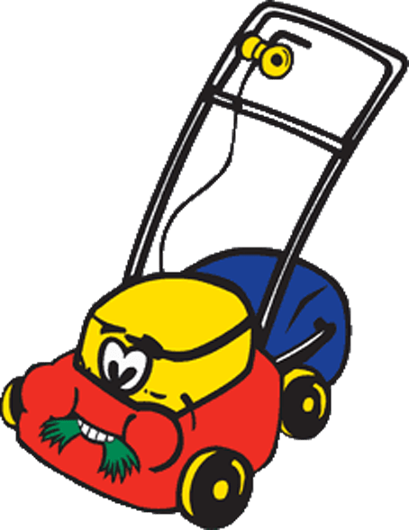 Clay's Clippers custom image of a red animated lawnmower