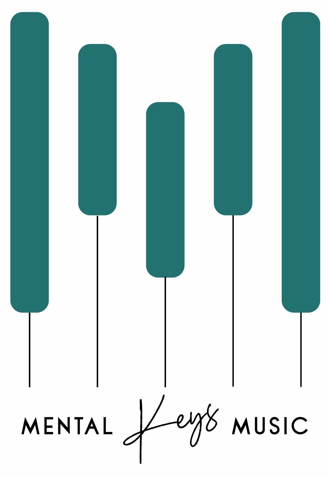 A logo for mental keys music with a piano keyboard.