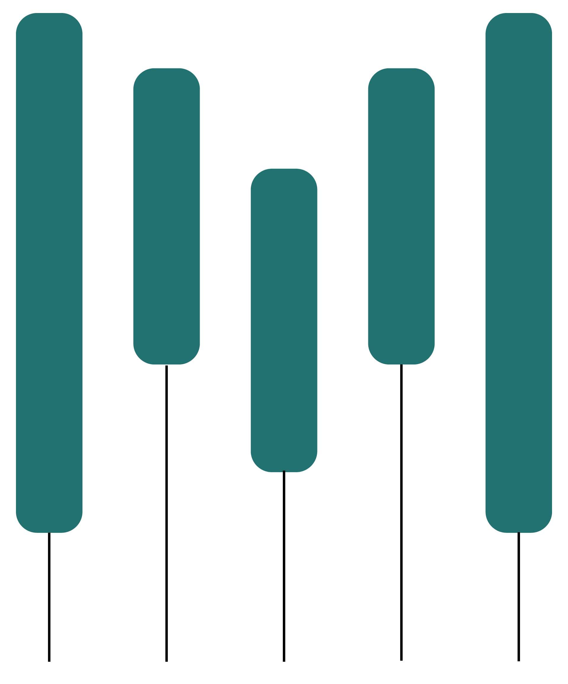 A row of green piano keys on a white background.