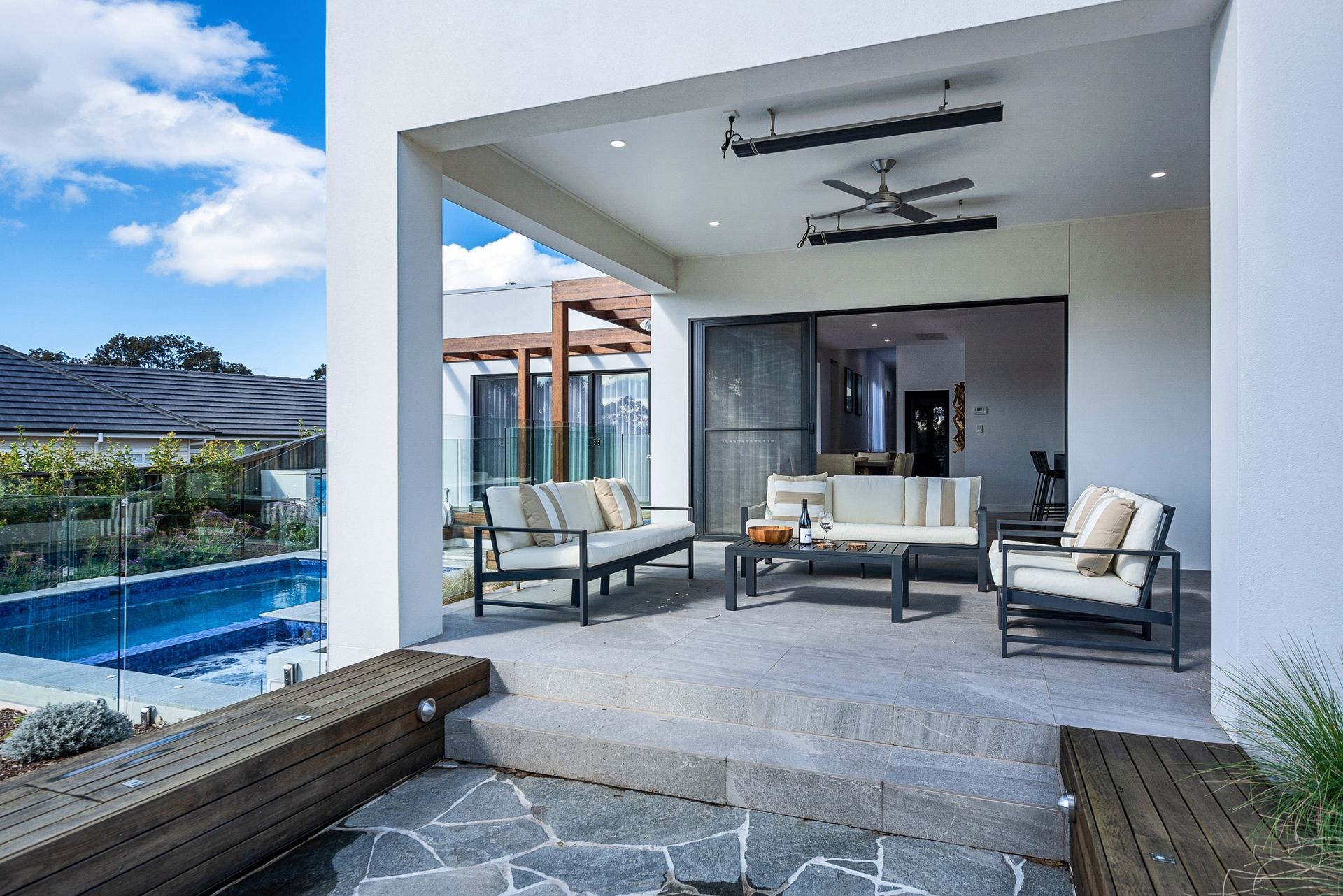 outdoor entertaining area of vintage golfs & reds