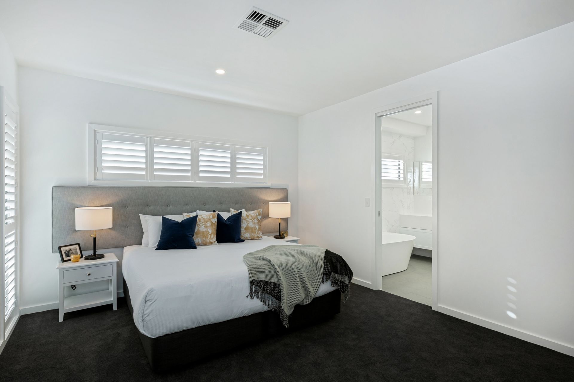 Bedroom of narrow lot housing