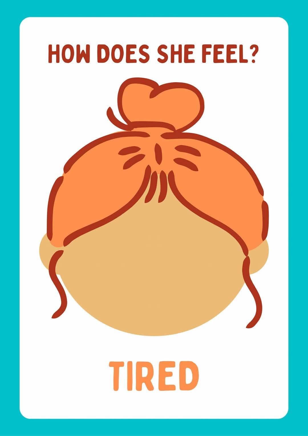 Card with an orange-haired person's head, indicating