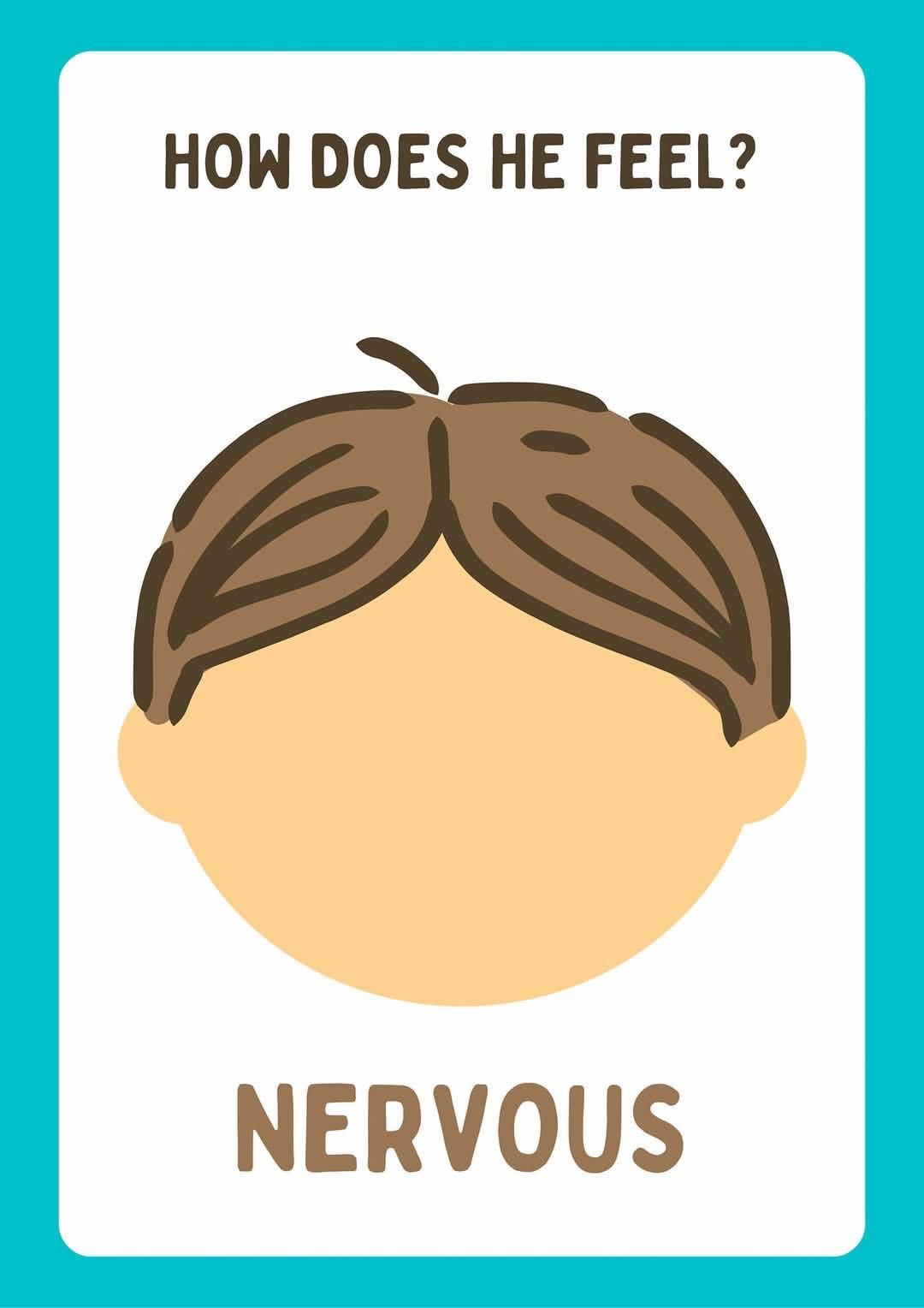 Card with illustration of a boy's face, labeled
