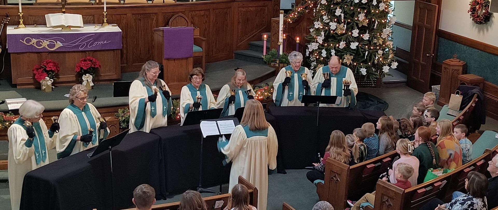 Our bell choir during Christmas at Memorial Methodist Church.