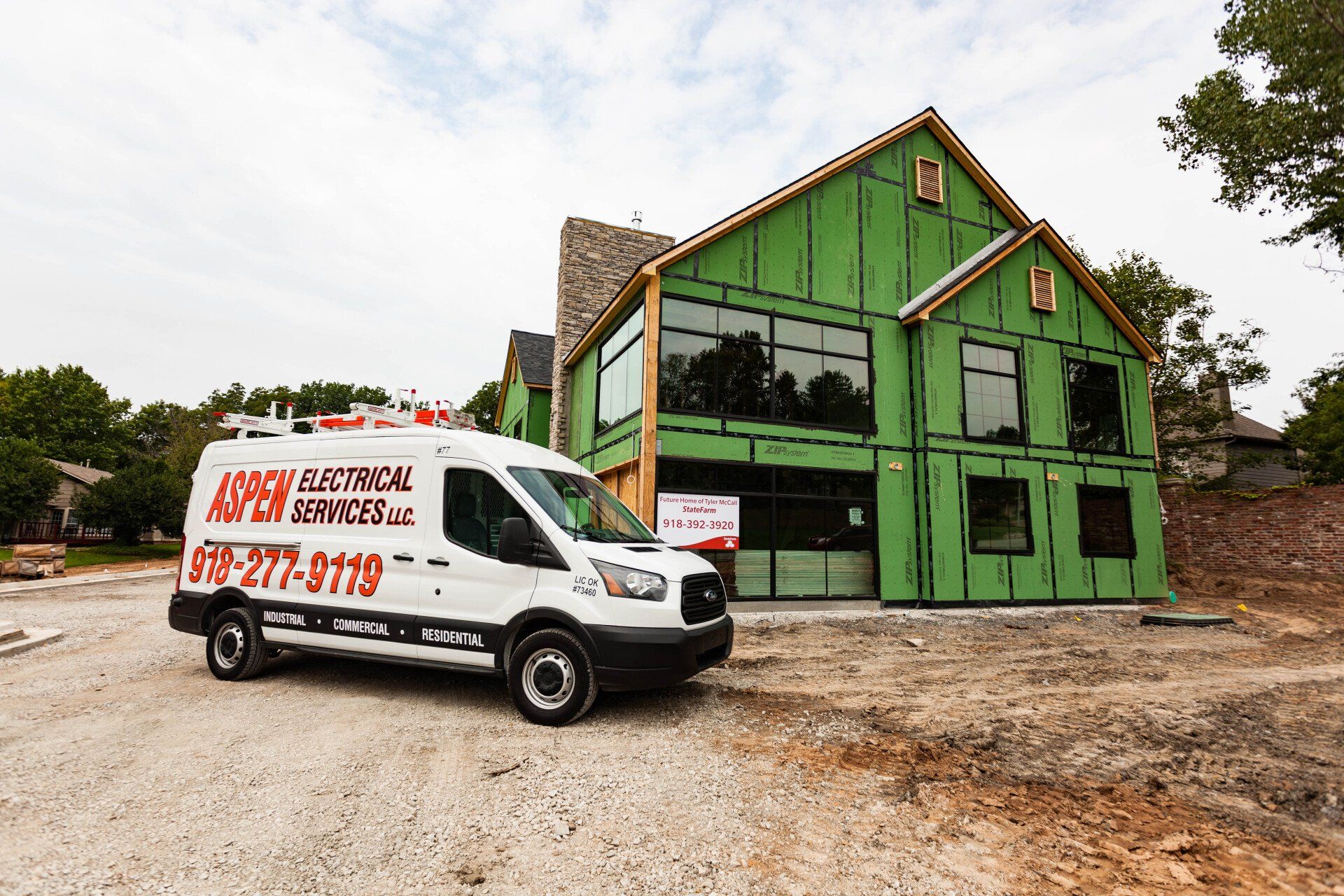 Aspen van next to house