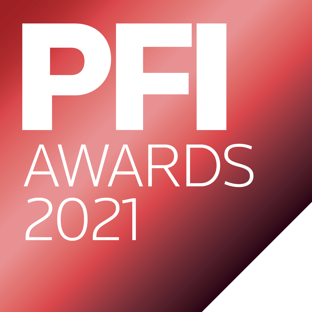 a red and white logo for pfi awards 2021