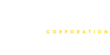 A white background with the word corporation in yellow letters.
