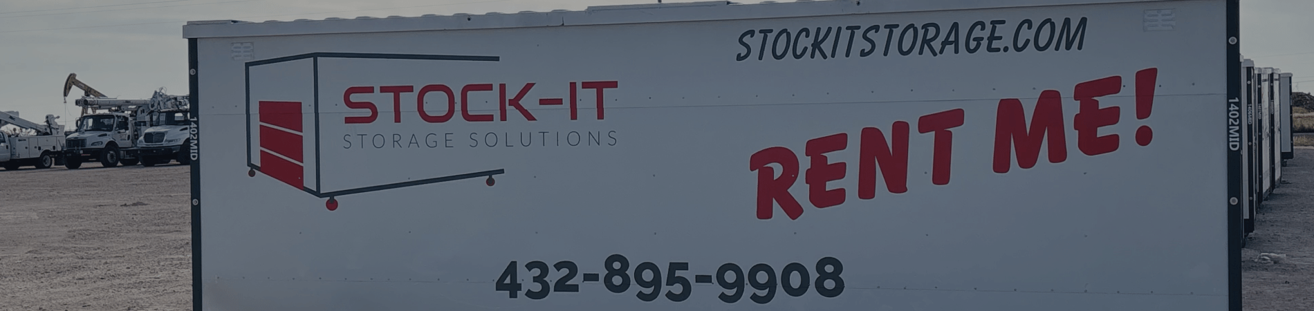 A white truck with the words `` stock-it rent me '' on it.