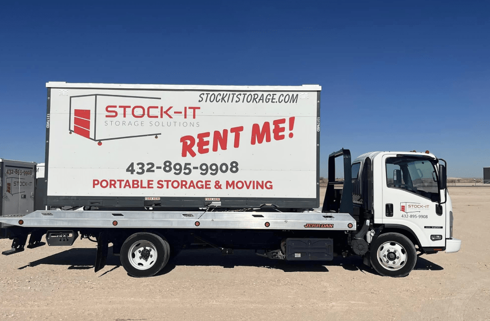 A truck that says stock-it rent me on it