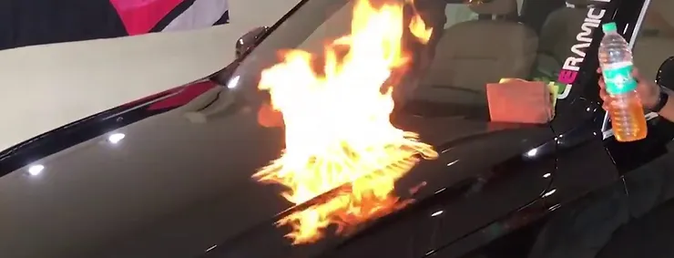 Car Hood On Fire