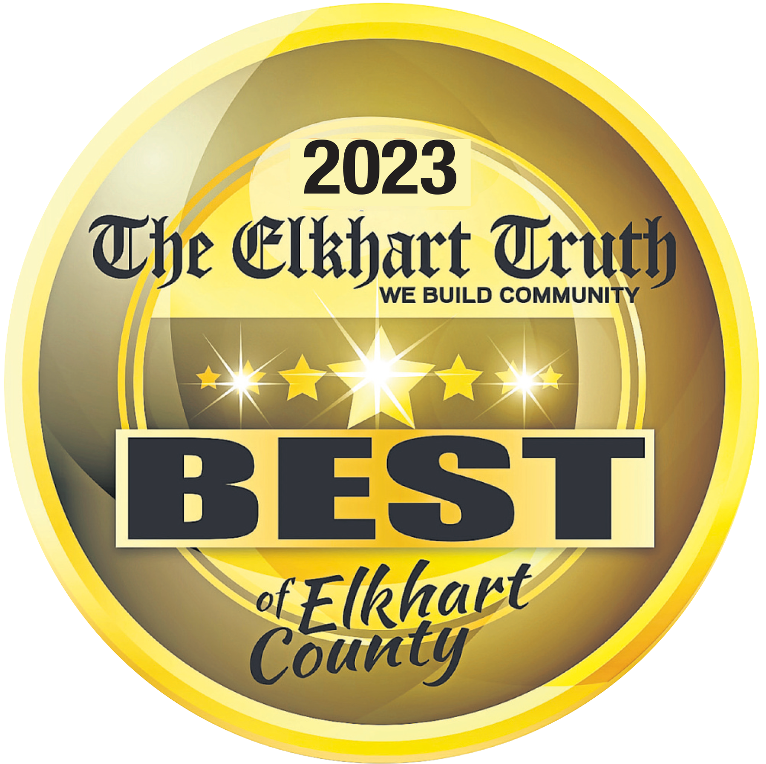 a badge that says best of elkhart county on it