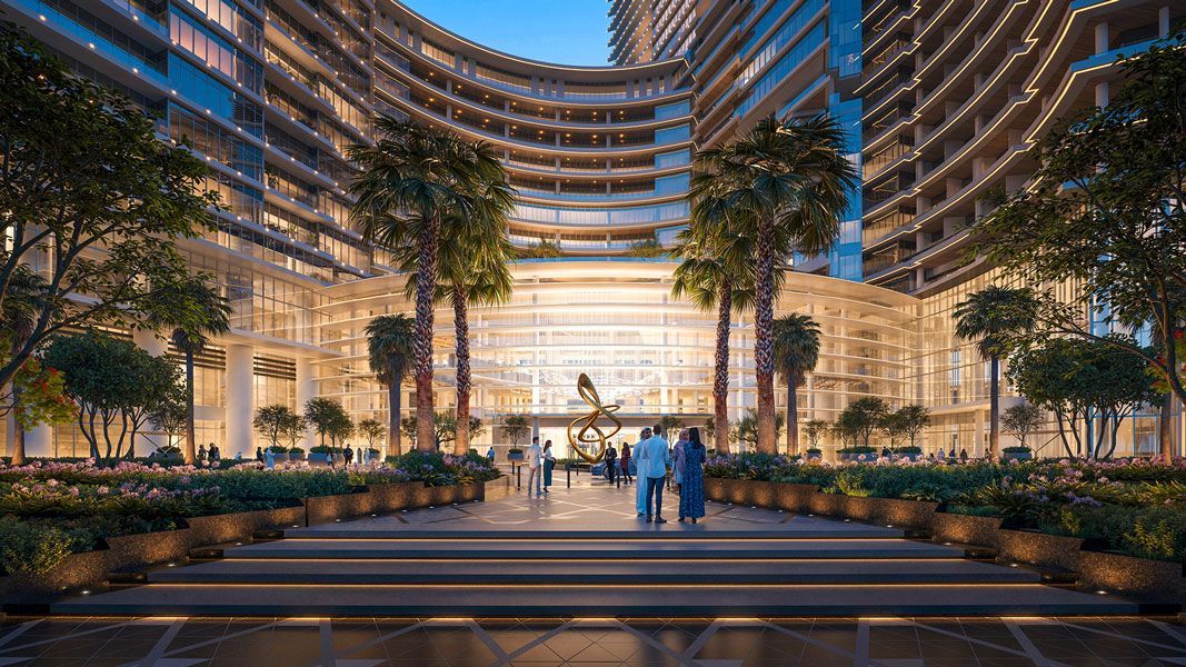 The mall entrance of Sumou Towers, a mixed-use development on Jeddah waterfront