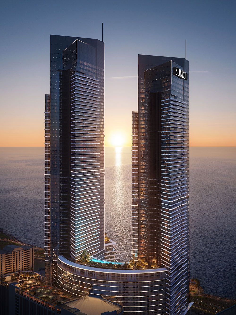 The luxurious Sumou Towers, a mixed-use development on Jeddah waterfront