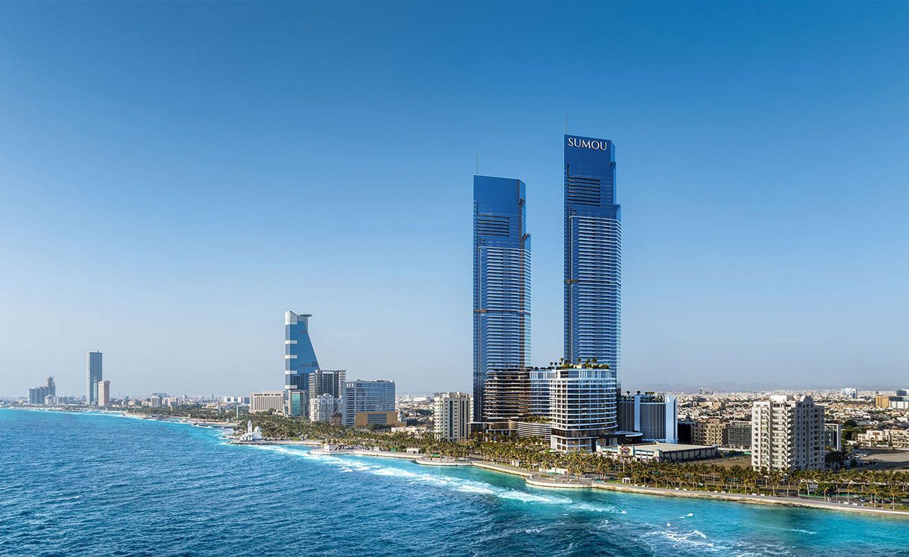 Day view of the luxurious Sumou Towers, a mixed-use development on Jeddah waterfront