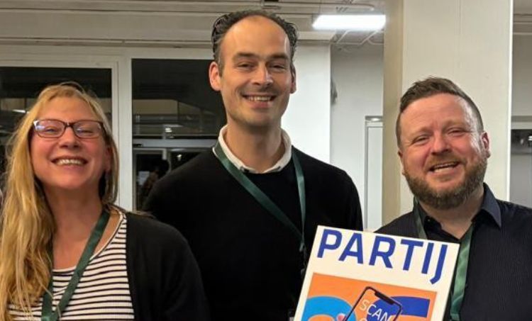 De top-3 van de kandidatenlijst van POS: Mariëlle Bruil, Thom Schotman en Gerben Stormbroek.