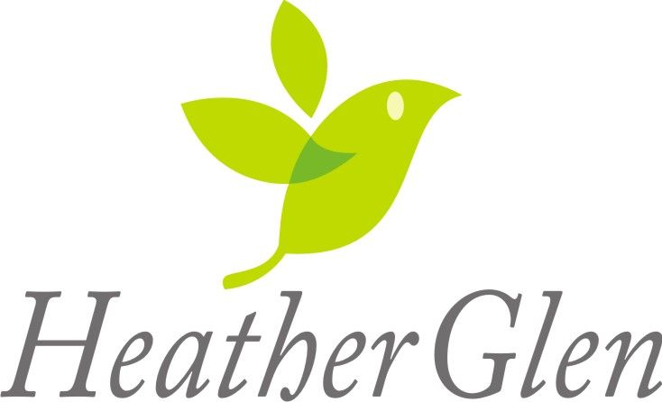 Heather Glen golf logo with a green bird and text