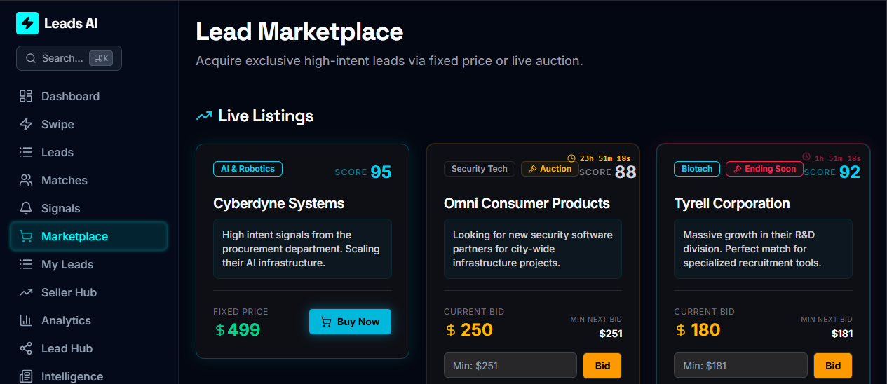 Leads AI - Leads Marketplace