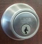 silver deadbolt lock