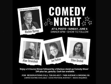 Flyer for Comedy Night at Il Posto on Sunday, June 6.