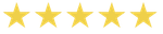 Five yellow stars are lined up in a row on a white background.