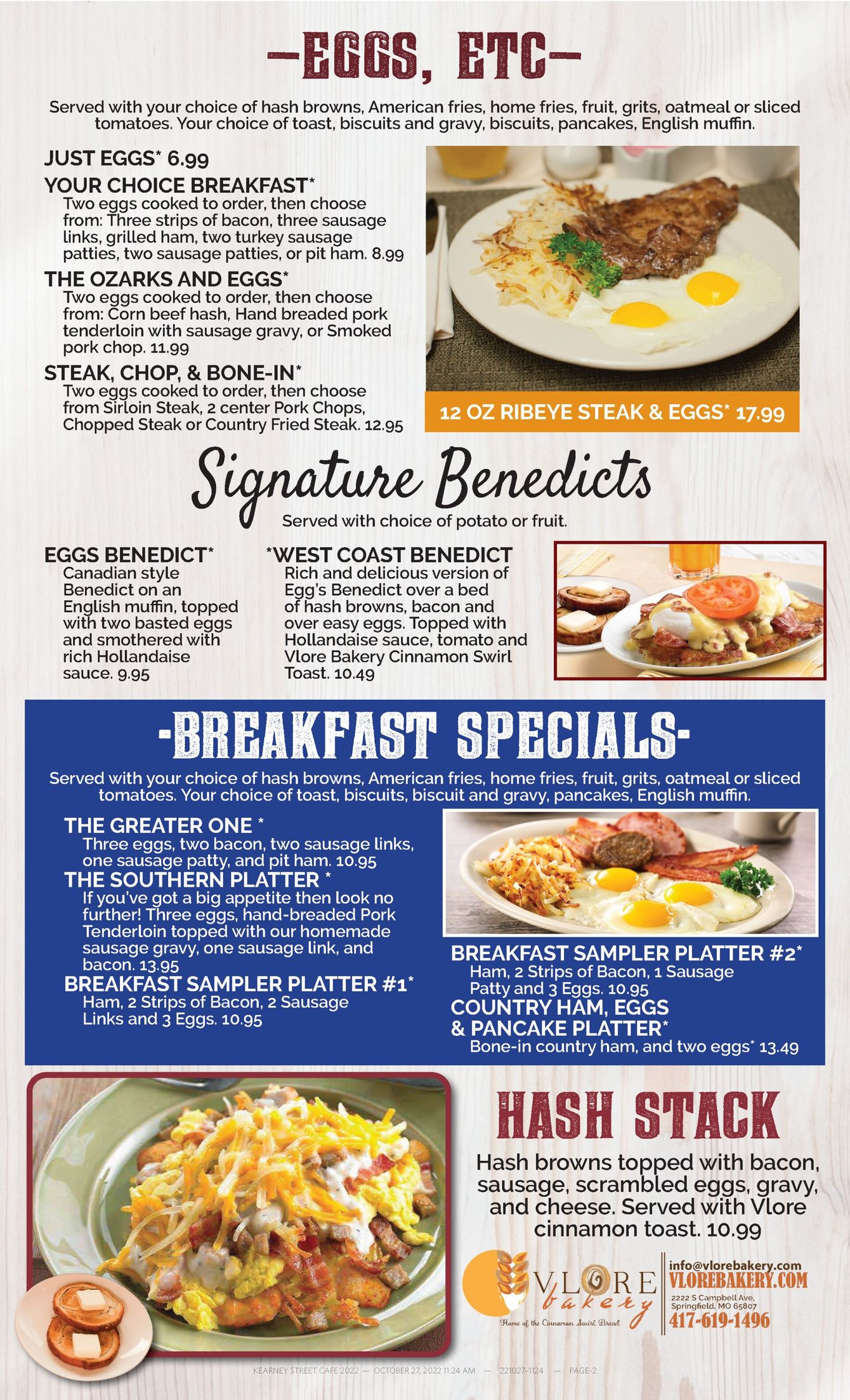 Kearney Street Cafe Menu