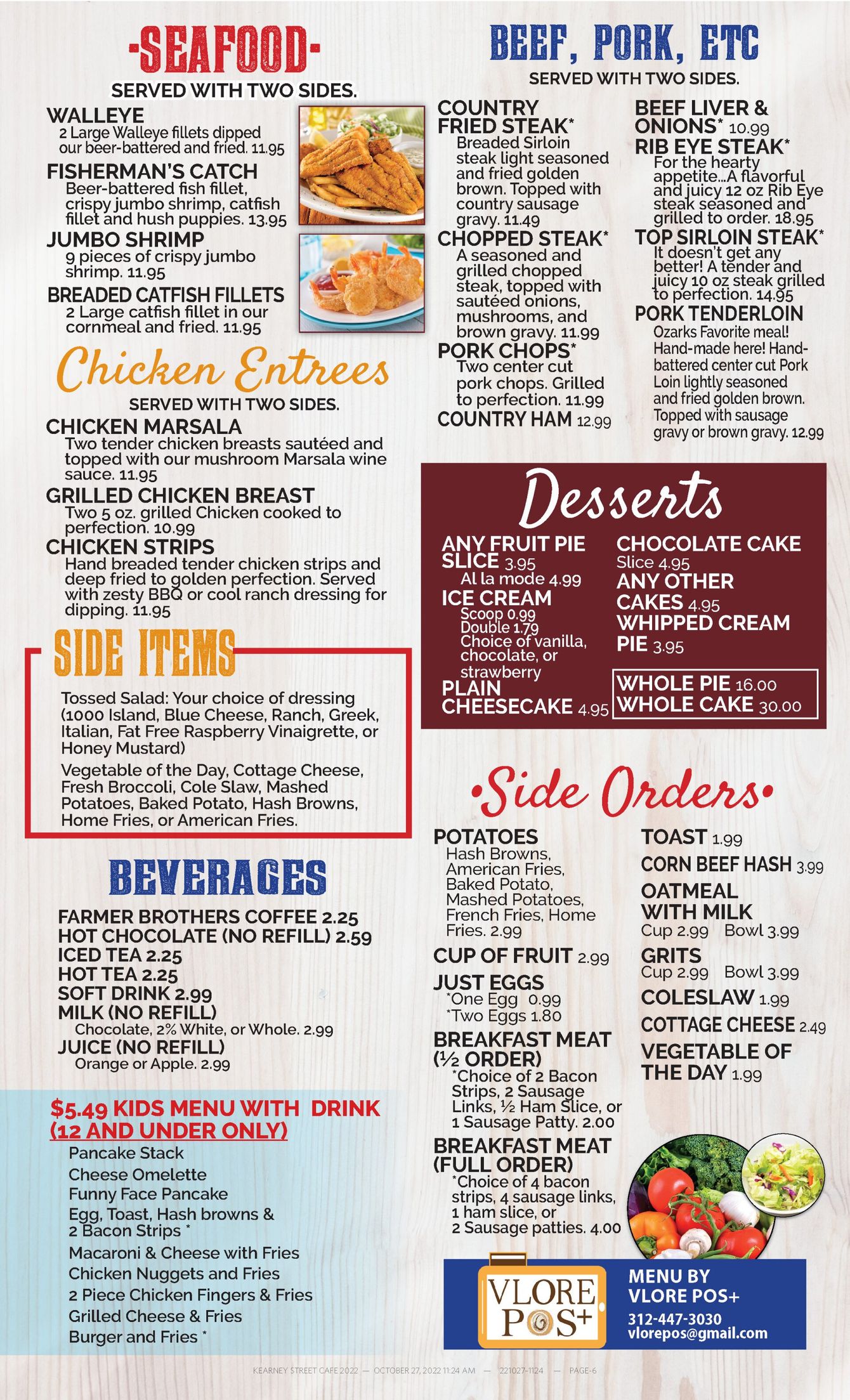 Kearney street cafe menu