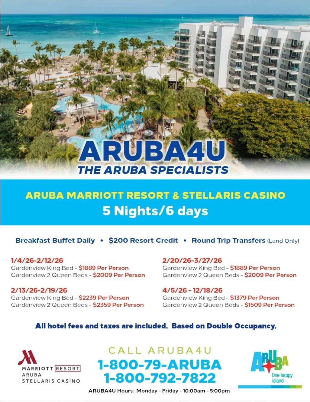 Aruba Marriott resort Specials