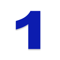 A blue number one on a white background.