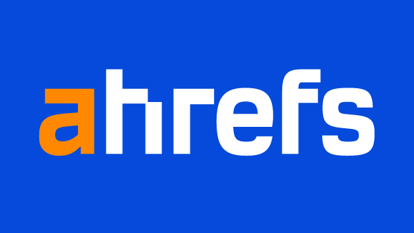 The ahrefs logo is on a blue background