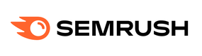 A semrush logo with an orange flame on a white background.