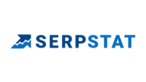 A blue and white logo for a company called serpstat