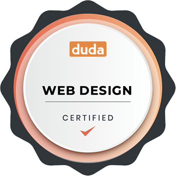 A badge that says duda web design certified