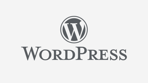 A black and white logo for wordpress on a white background.