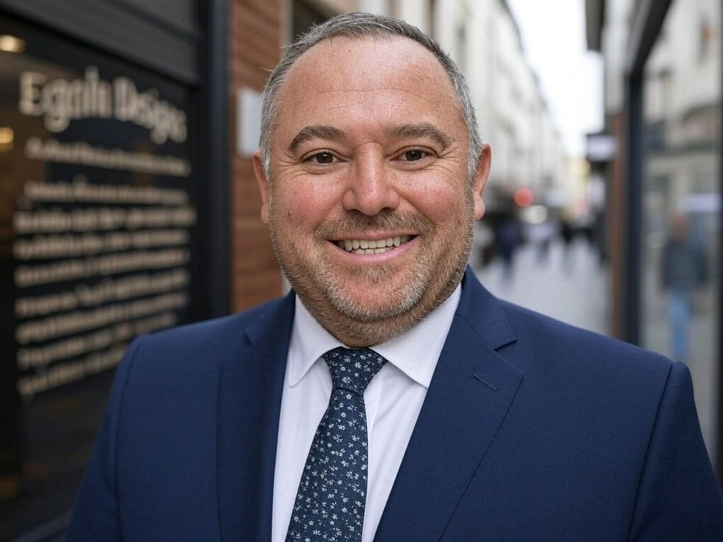 A man in a suit and tie is smiling for the camera.