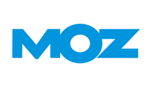 A blue moz logo on a white background