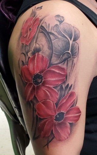 Flowers Tattoo — San Antonio, Texas — Skin Graphics Tattoos & Body Piercing